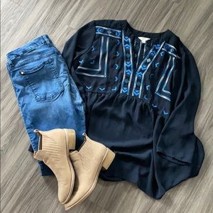 Navy embroidered shirt